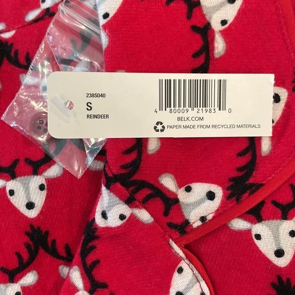 NWT ND Intimates Size Small Red Reindeer Flannel Button Front Pajama Top - Picture 3 of 4